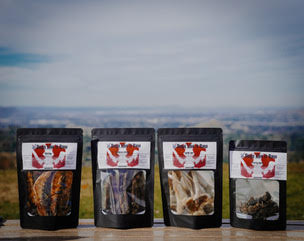 Bags of Dogs Like it Raw Treats on the Los Angeles Horizon line